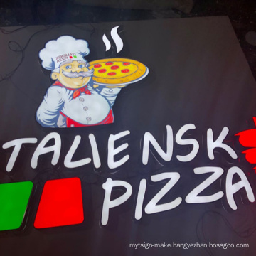 China Manufacturer Supplier Wall Mounted Outdoor Pizza Store Signage 3D Led Business Logo Sign